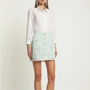 NWT Self Portrait Blue Daisy Guipure Mini Skirt